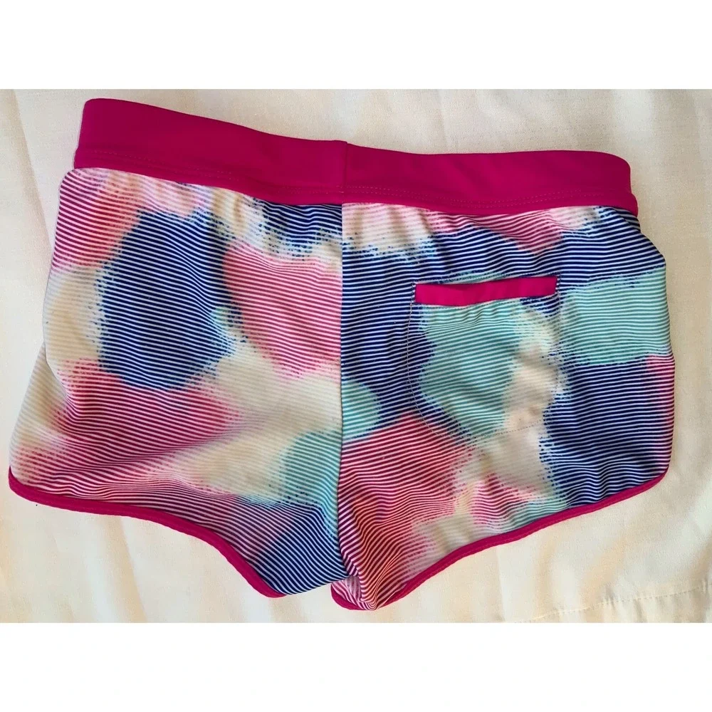 Eddie Bauer Swim‎ Shorts Kids Striped Hot Pink Swimsuit S